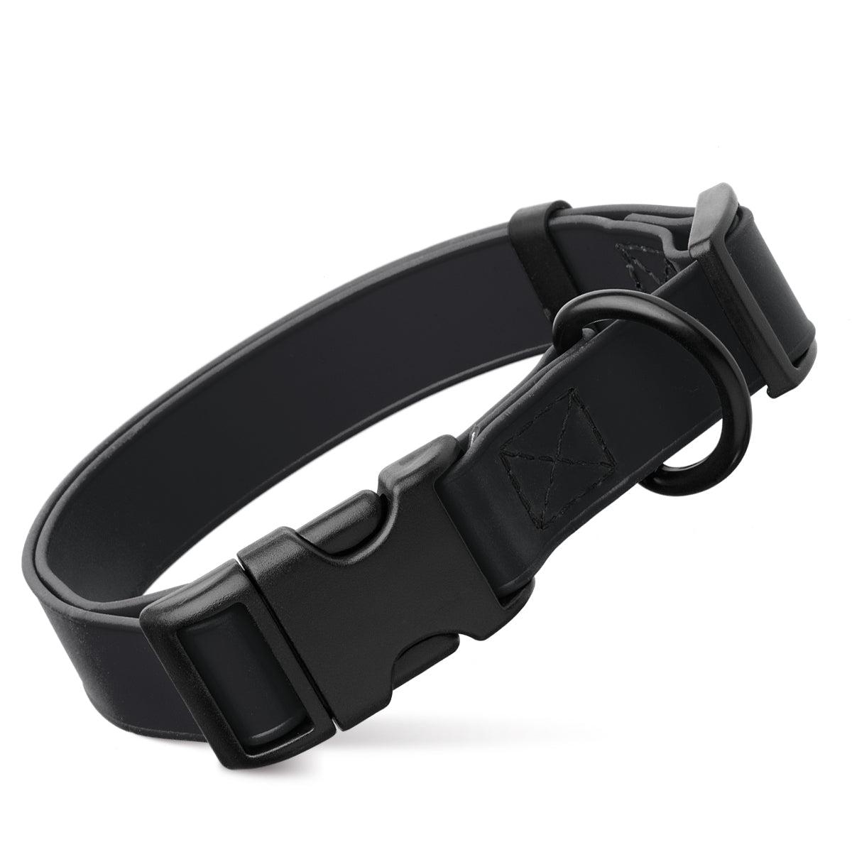 Dogline Biothane Waterproof Collar with Quick Release Buckle for Dogs, Black, 3/4-in x 12-19-in