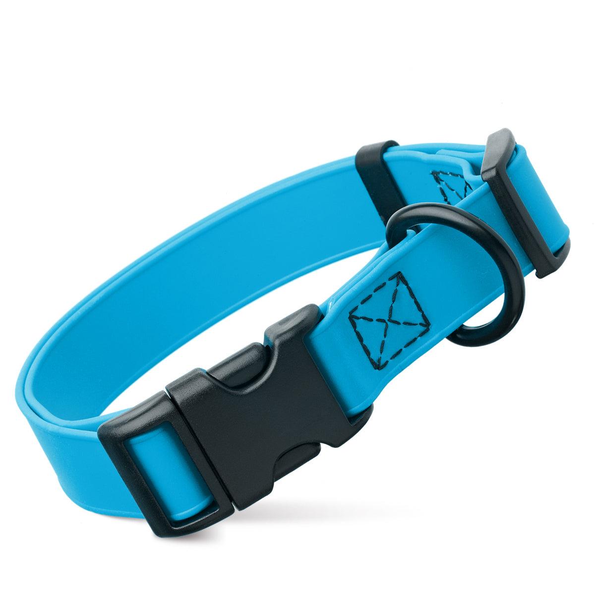 Dogline Biothane Waterproof Collar with Quick Release Buckle for Dogs, Cyan Blue