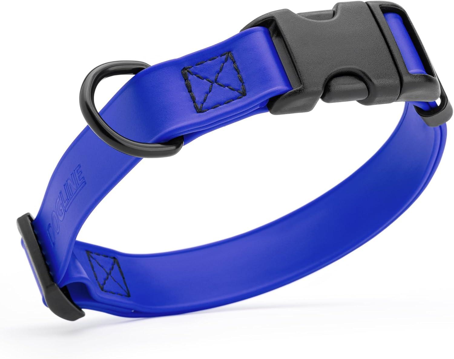 Dogline Biothane Waterproof Collar with Quick Release Buckle for Dogs, Royal Blue, 5/8-in x 10-14-in