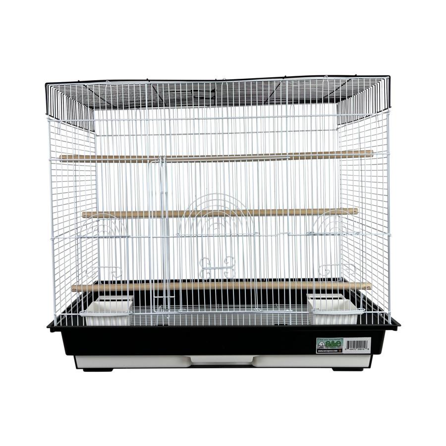 A&E Cage Company Happy Beaks 2-Tone Flat Top Bird Cage, Black/White, 26 x 14 x 23-in