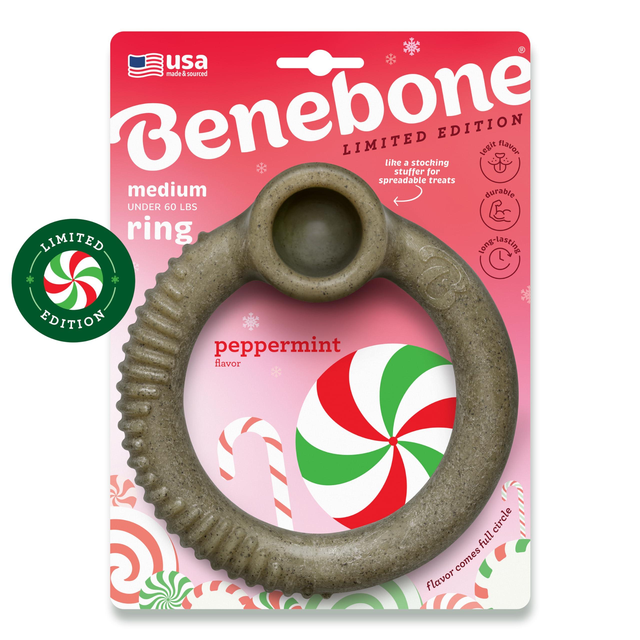 Benebone Limited Edition Peppermint Flavored Ring Chew Dog Toy, Medium