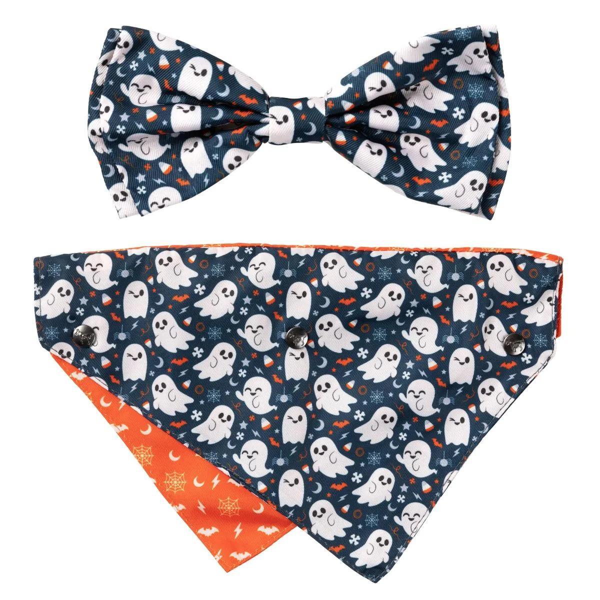 FuzzYard Halloween Dog Bandana & Bow Tie Set, That's the Spirit, Small/Medium