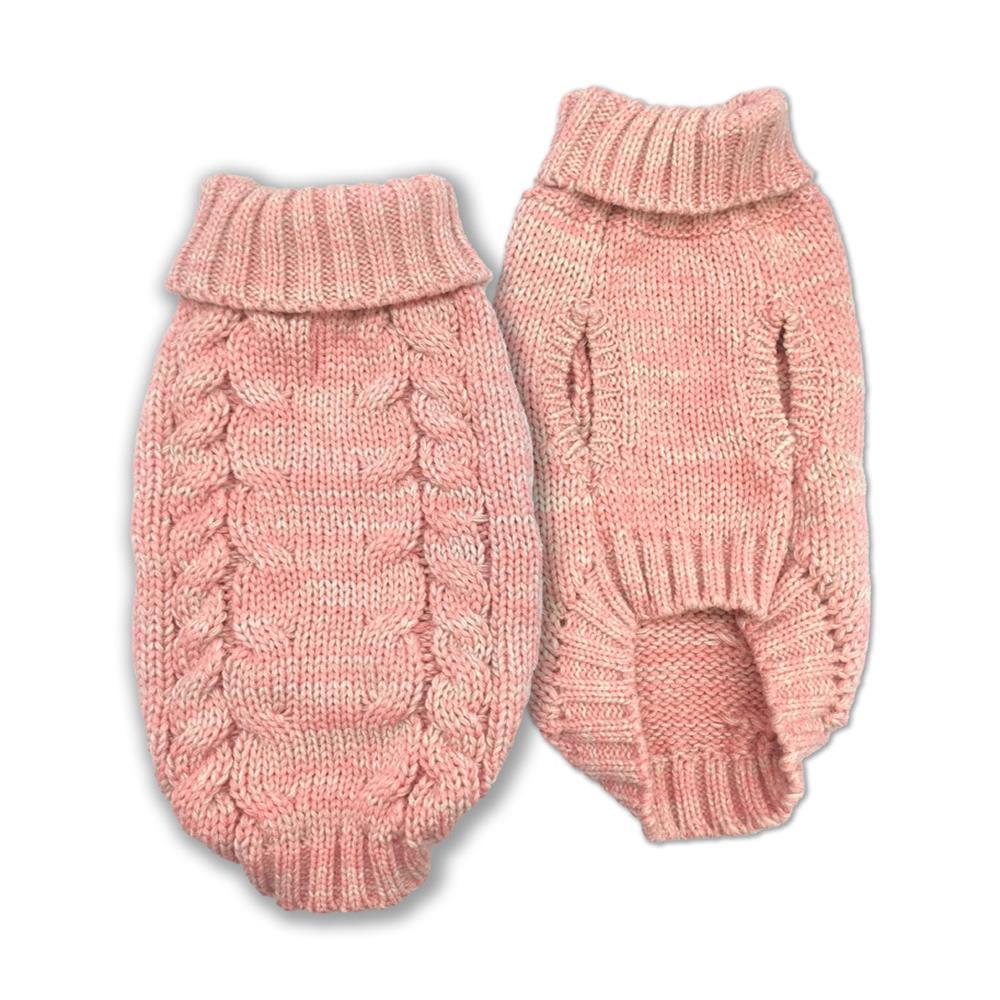 Doggie-Q Double Knit Multi Colour Marled Dog Sweater, Salmon