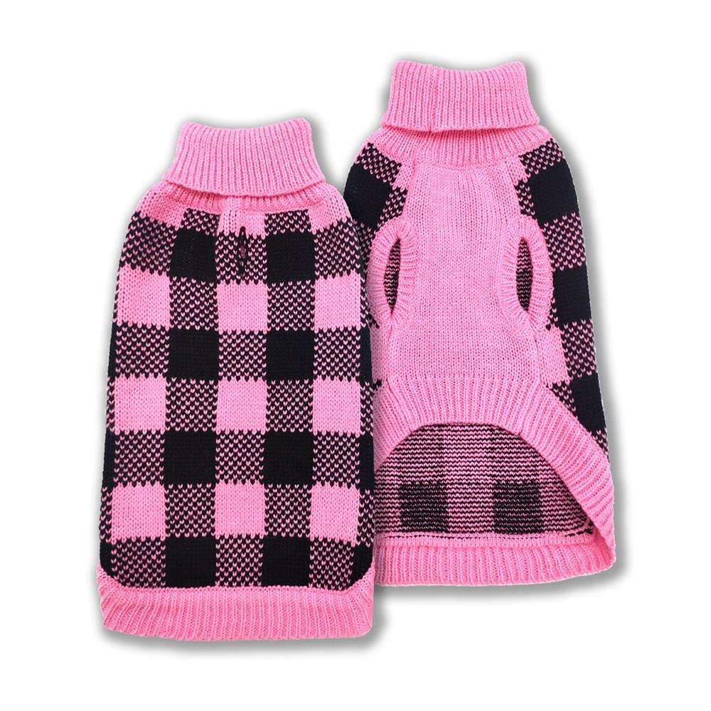 Doggie-Q Double Knit Lumber Dog Sweater, Pink, 12-in