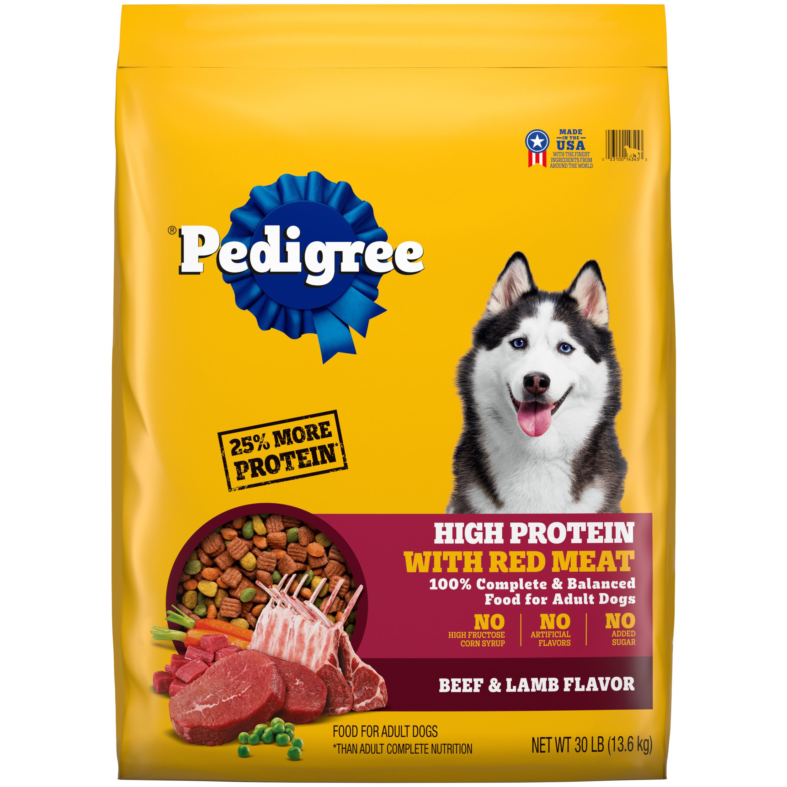 Pedigree Adult High Protein with Red Meat Beef & Lamb Dry Dog Food, 30-lb