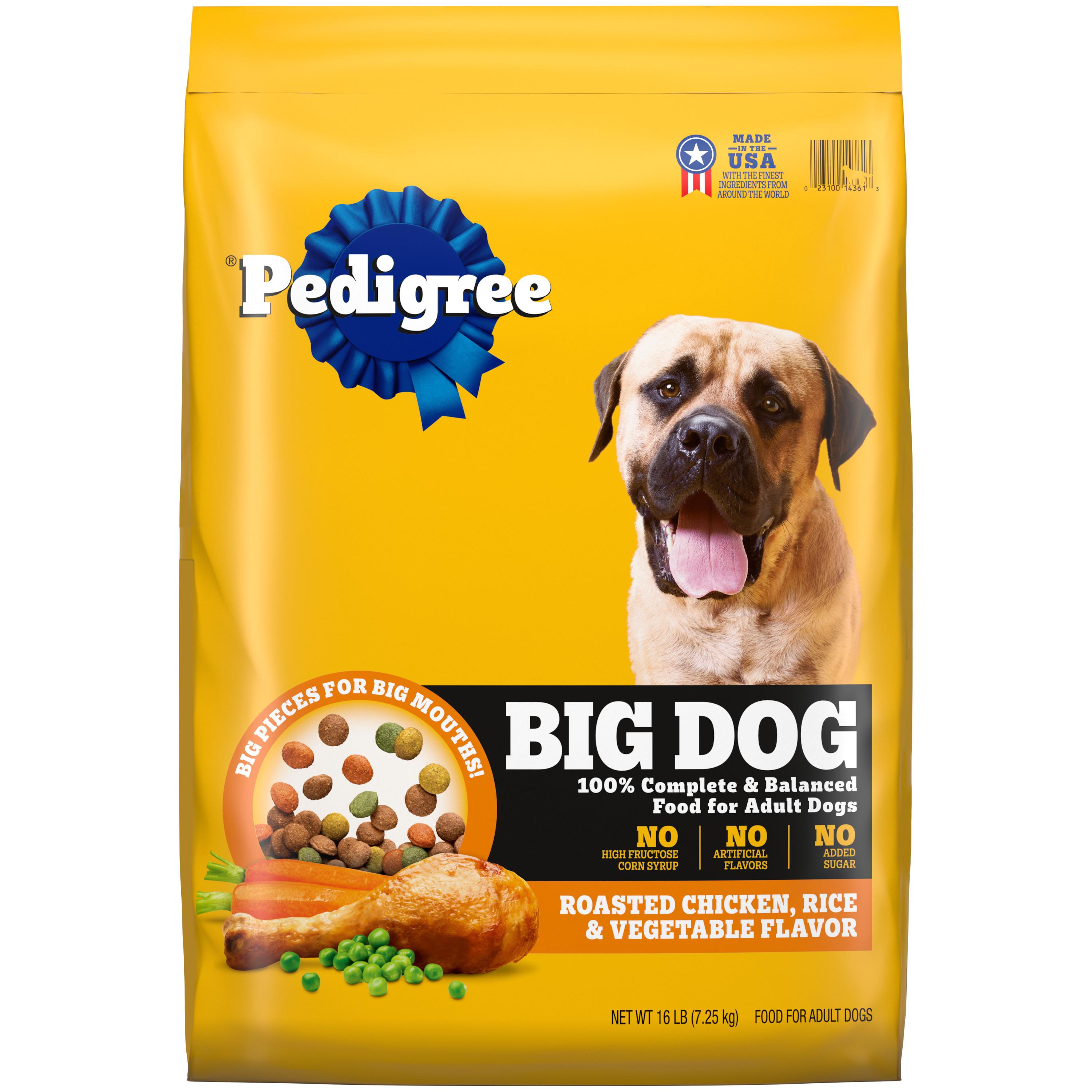 Pedigree Big Dog Adult Complete & Balanced Roasted Chicken, Rice & Vegetable Dry Dog Food, 16-lb
