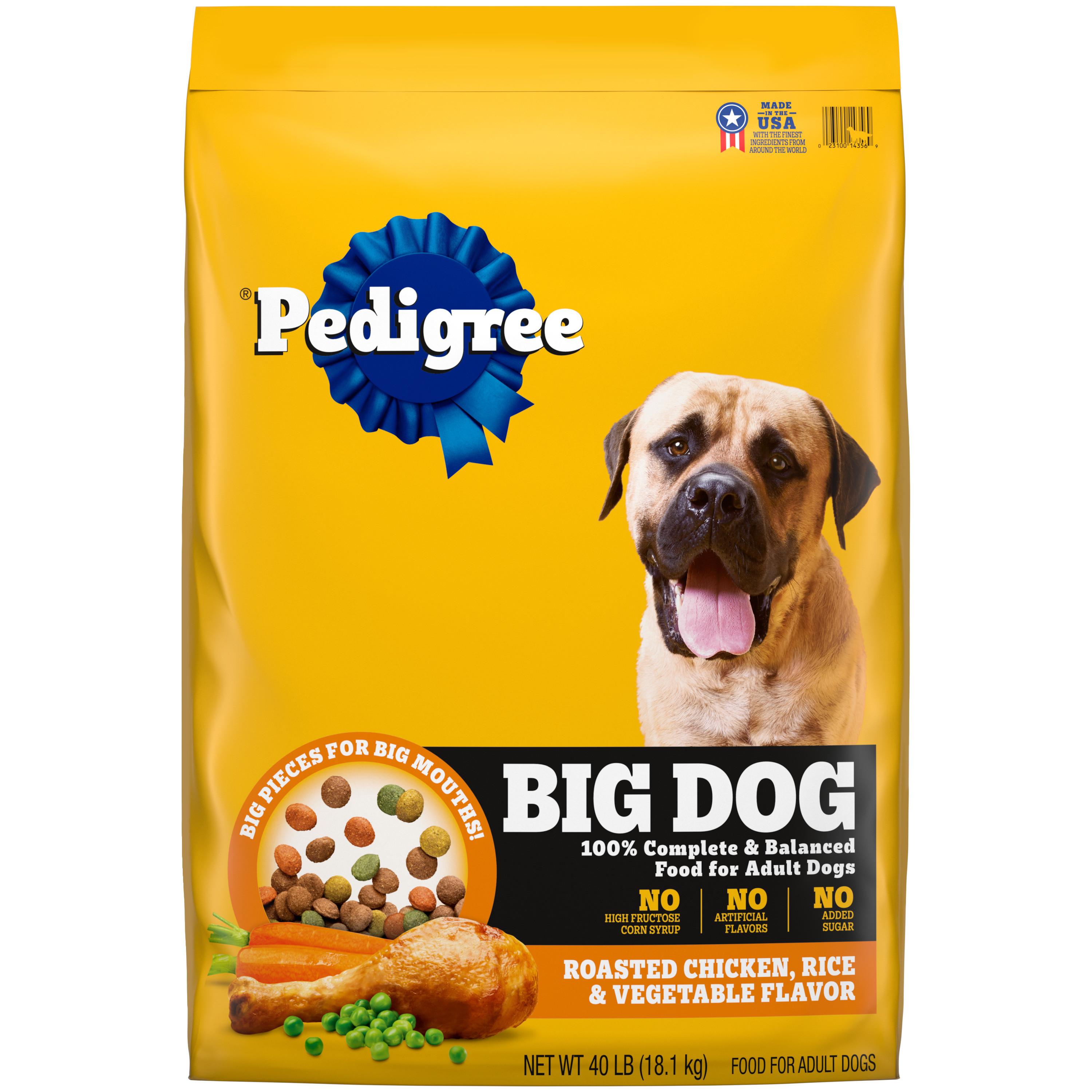 Pedigree Big Dog Adult Complete & Balanced Roasted Chicken, Rice & Vegetable Dry Dog Food, 40-lb