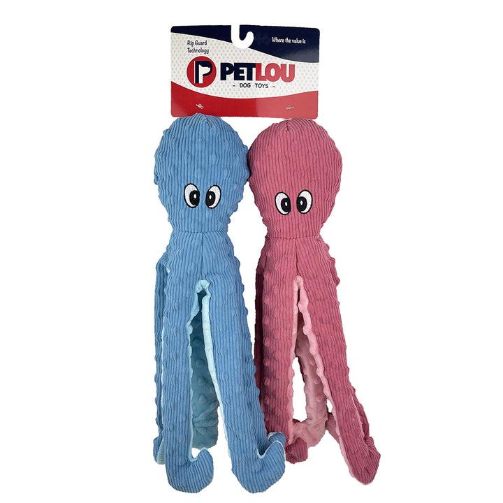 Petlou Dotty Friends 2.0 Octopi Twin Pack Dog Toy, Baby Blue/Rose, 16-in, 2-pk