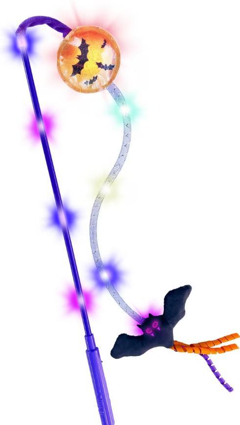 KONG Halloween Light-Up Bat Teaser Cat Toy, Purple