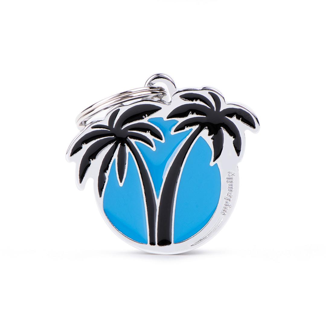 MyFamily Charms Palms Pet ID Tag, Blue, Medium