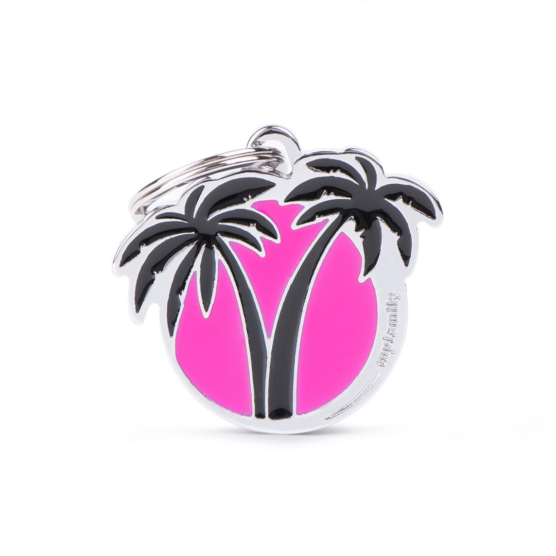 MyFamily Charms Palms Pet ID Tag, Fuchsia, Medium