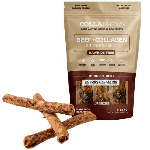 CollaChews Bully & Collagen Rolls Dog Treats, 9-in