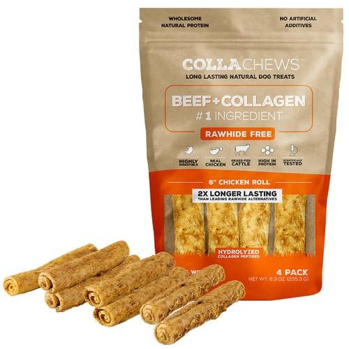 CollaChews Chicken & Collagen Rolls Dog Treats, 6-in