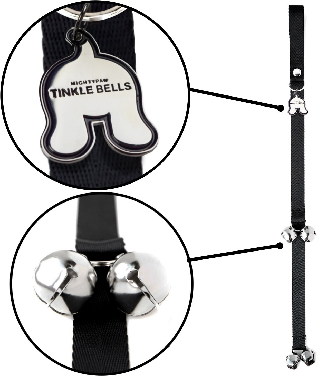 Mighty Paw Tinkle Bells with Charm Dog Doorbells, Black