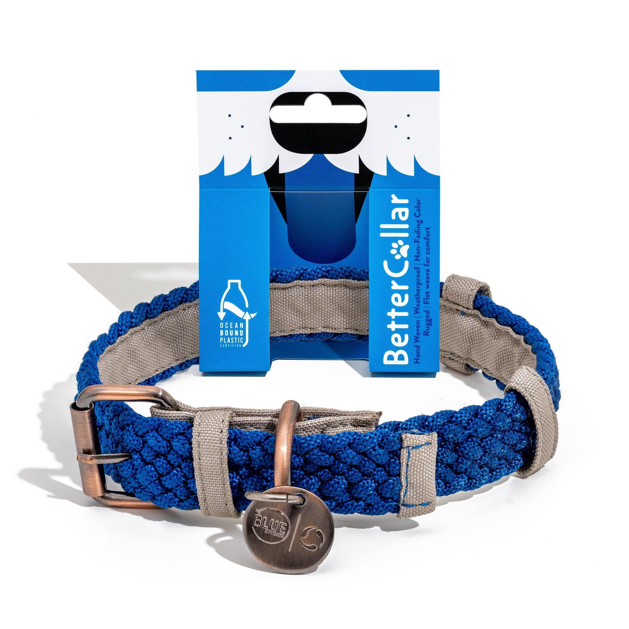 BetterBone BetterCollar 100% Fairtrade Recycled Ocean Bound Plastic Dog Collar, Royal Blue