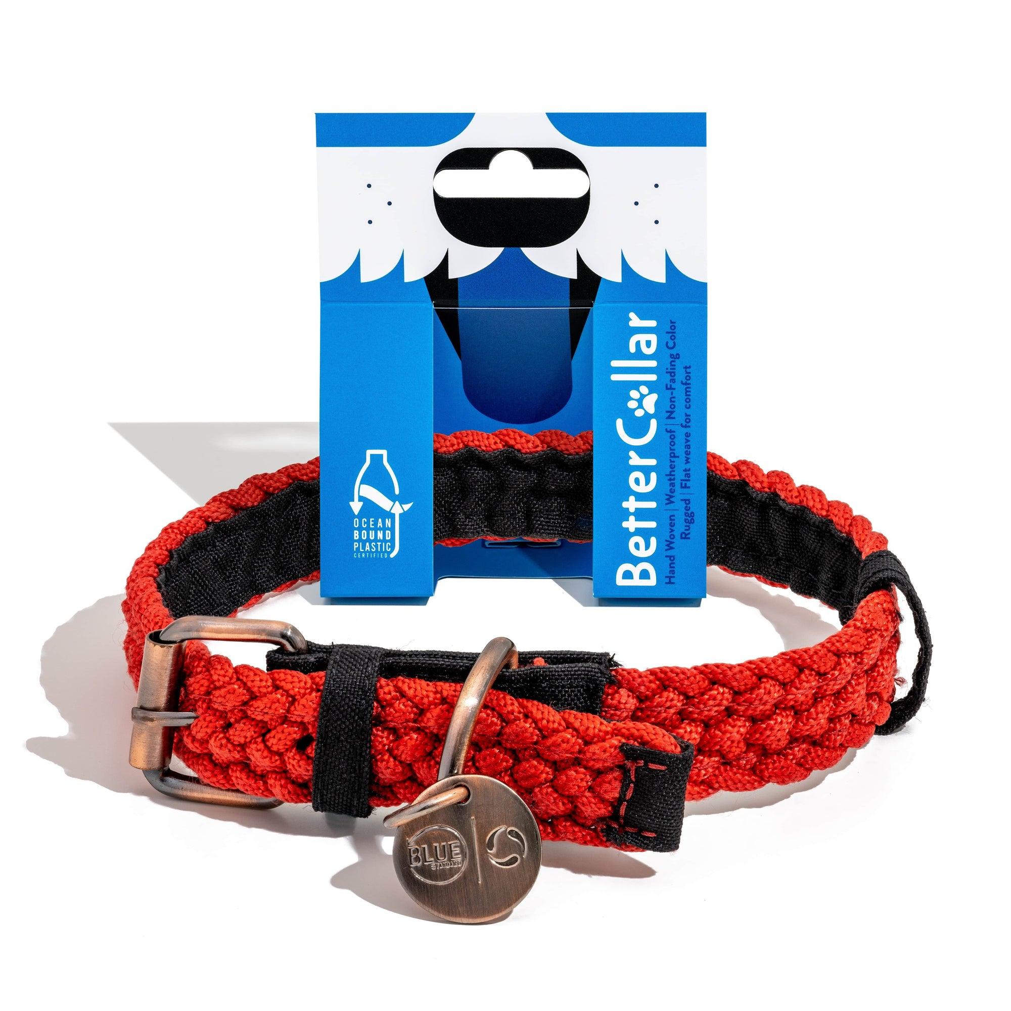 BetterBone BetterCollar 100% Fairtrade Recycled Ocean Bound Plastic Dog Collar, Royal Red