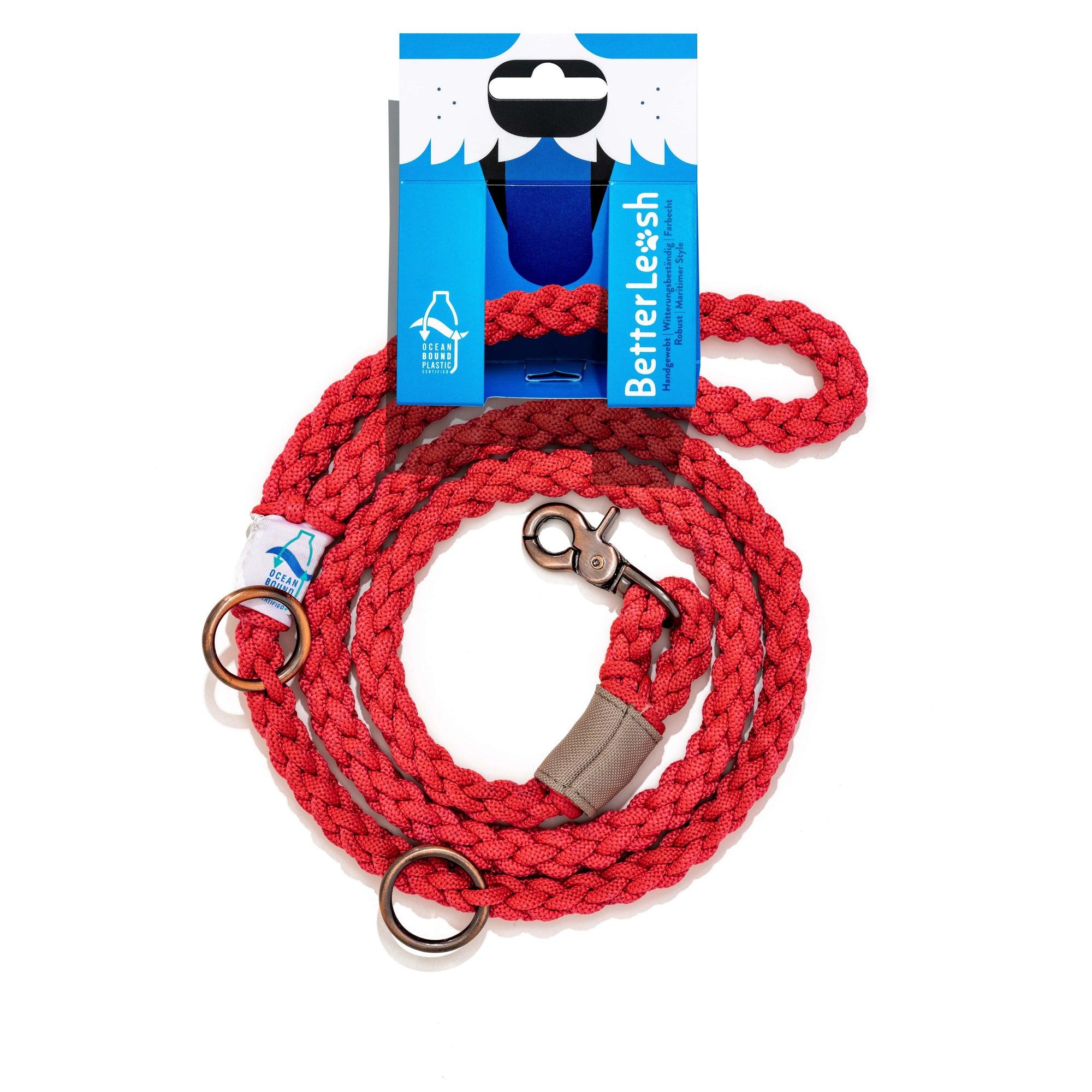 BetterBone BetterLeash 100% Fairtrade Recycled Ocean Bound Plastic Dog Leash, Neon Fuchsia