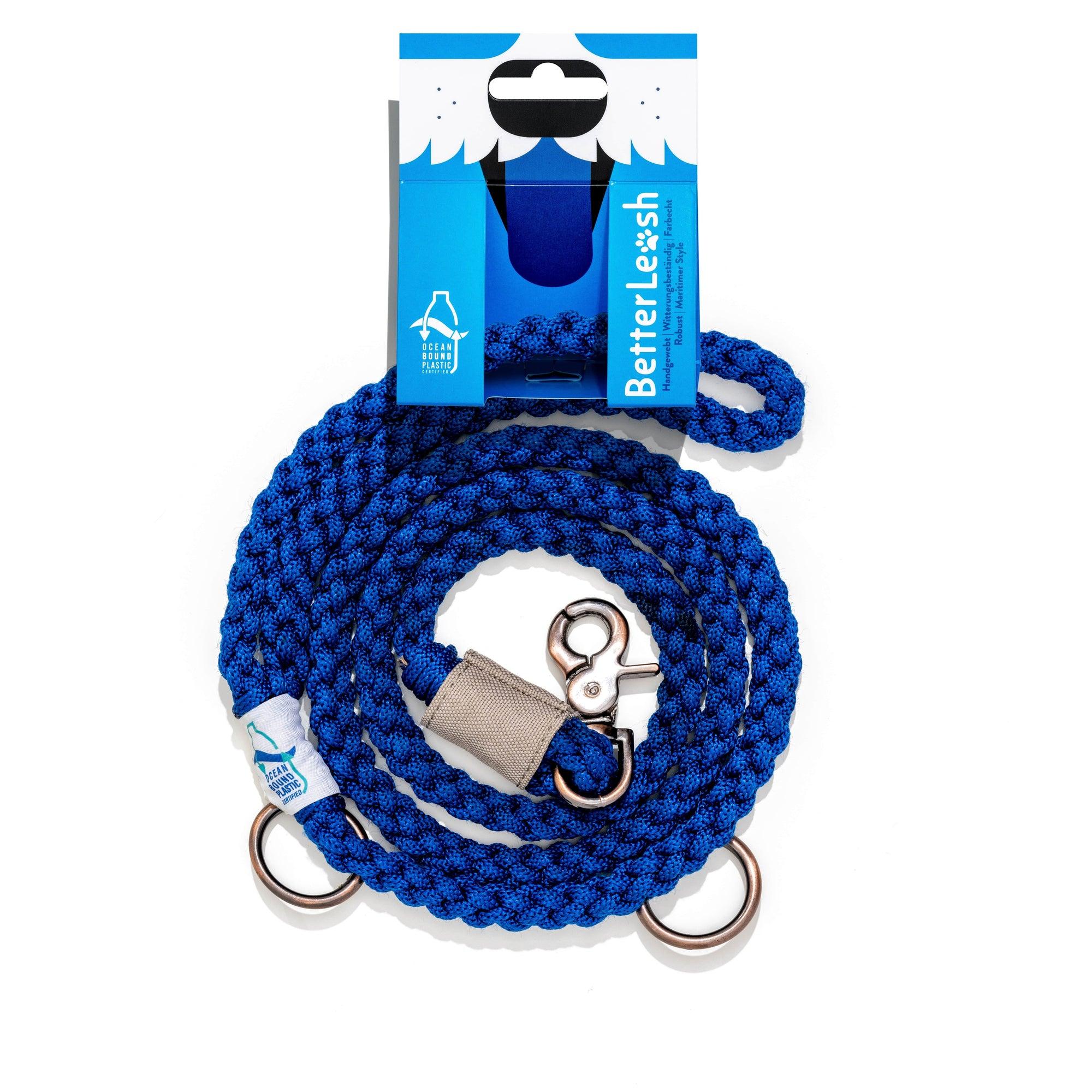 BetterBone BetterLeash 100% Fairtrade Recycled Ocean Bound Plastic Dog Leash, Royal Blue