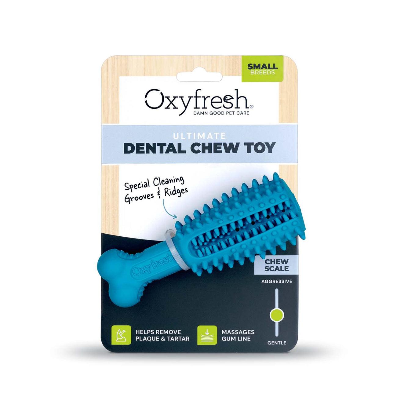 Oxyfresh 100% Natural Rubber Dental Dog Toy, Bone/Teal, Small