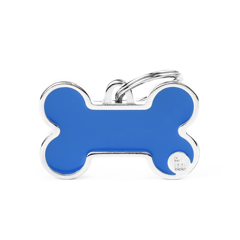 MyFamily Basic Handmade Bone Pet ID Tag, Blue, Large