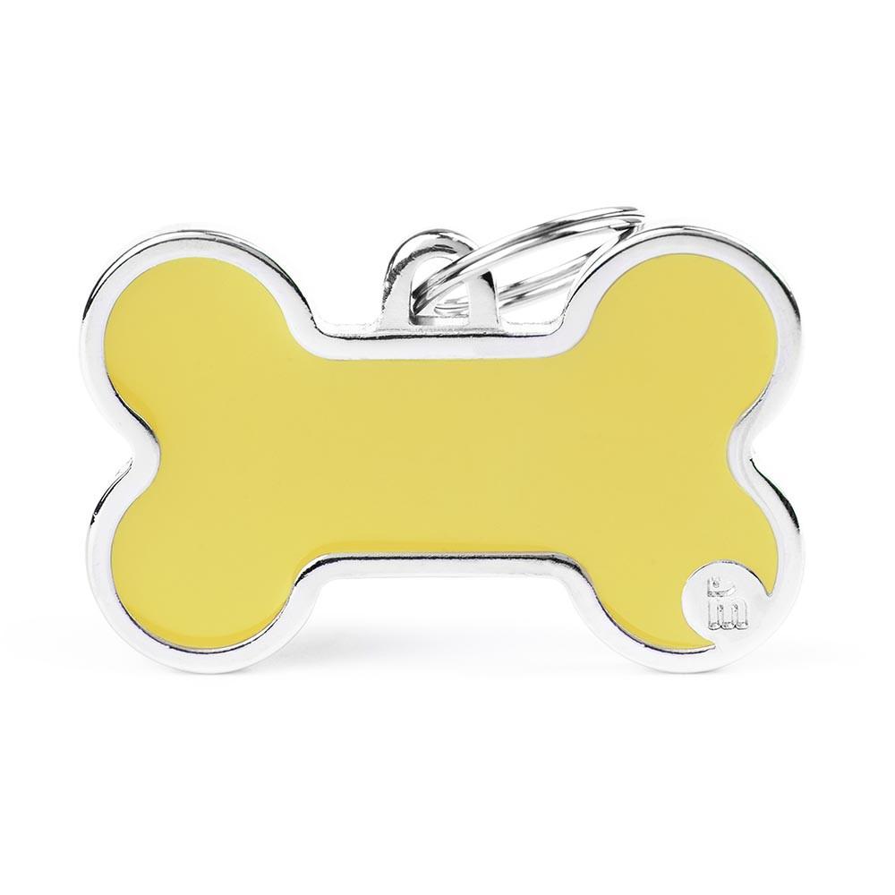 MyFamily Basic Handmade Bone Pet ID Tag, Yellow, X-Large