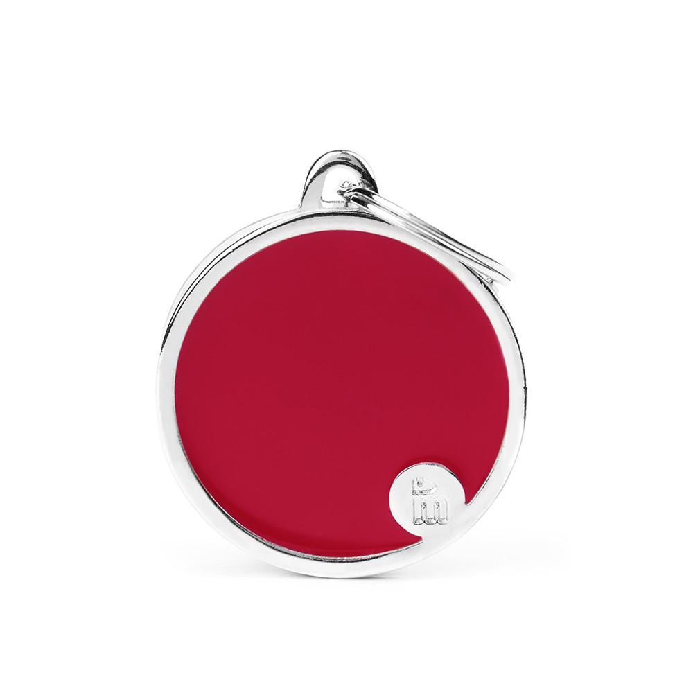 MyFamily Basic Handmade Circle Pet ID Tag, Red, Large