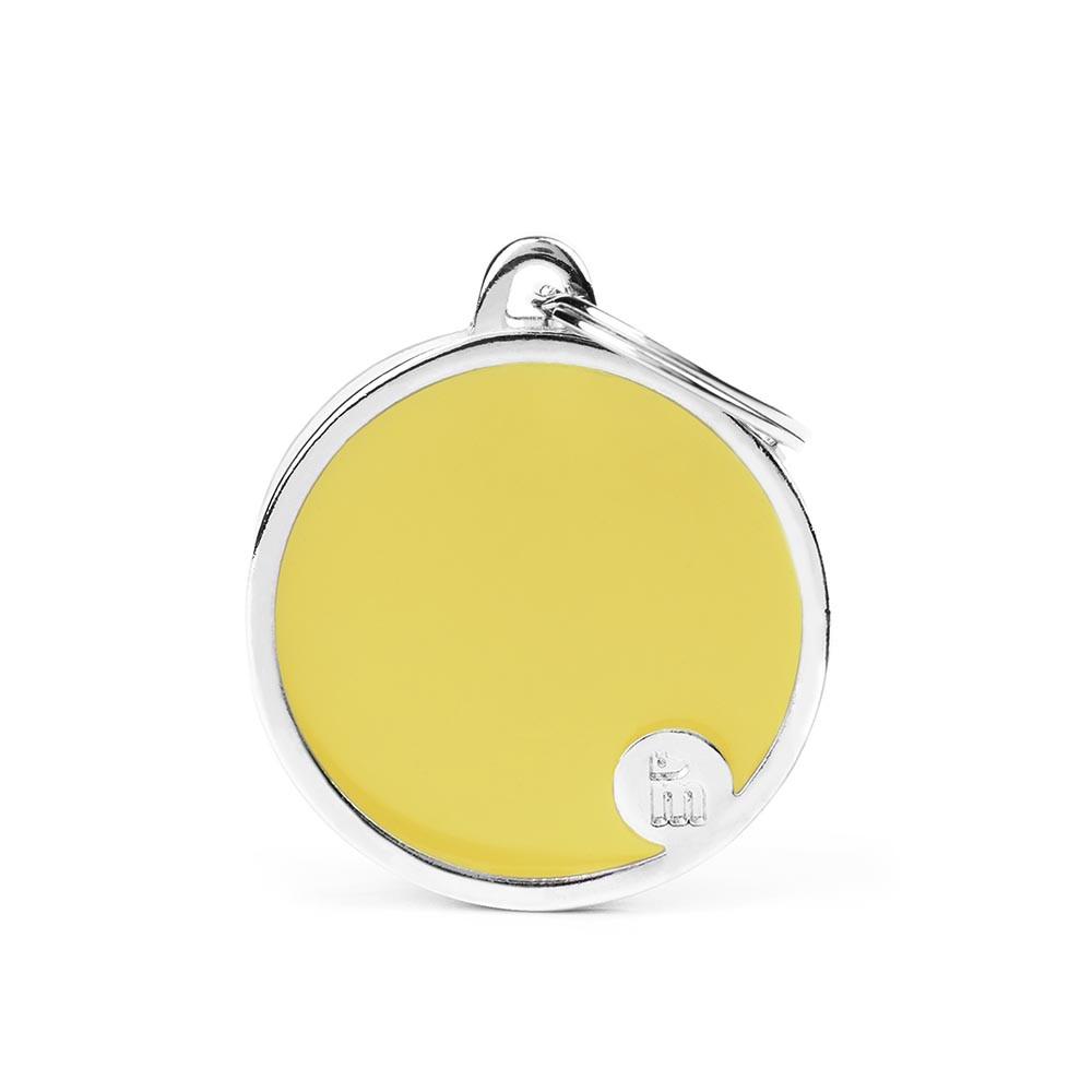 MyFamily Basic Handmade Circle Pet ID Tag, Yellow, Large