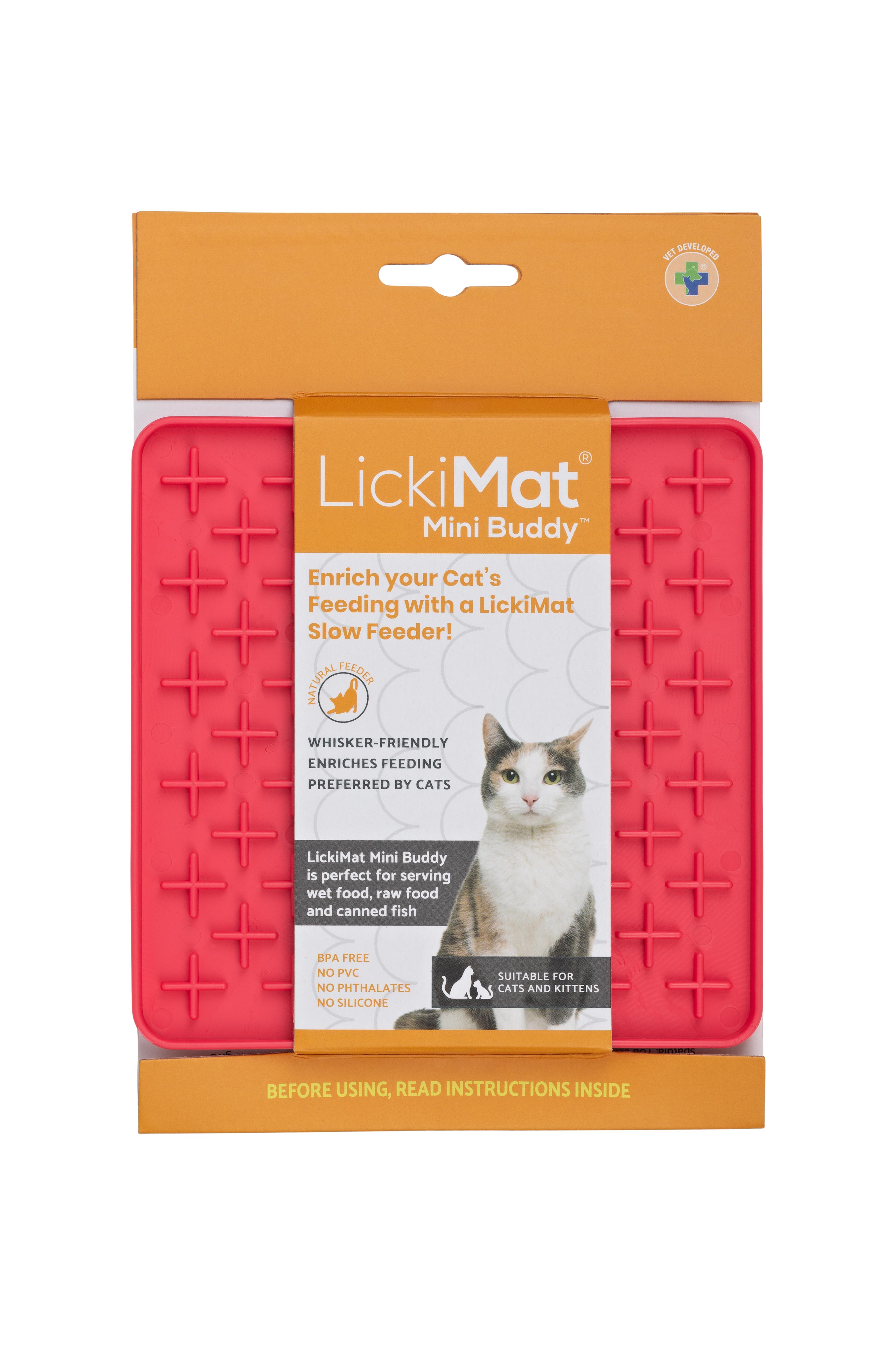 LickiMat Mini Buddy Cat Slow Feeder Mat, Pink
