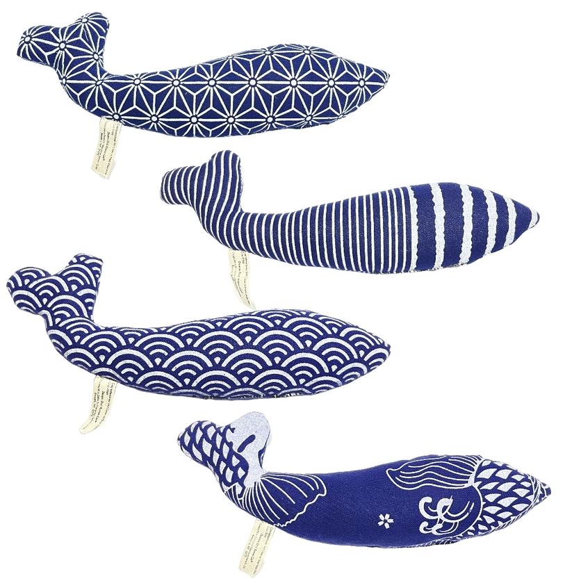 Dharma Dog Karma Cat Indigo Whale Kicker Catnip Cat Toy, Assorted, 10-in