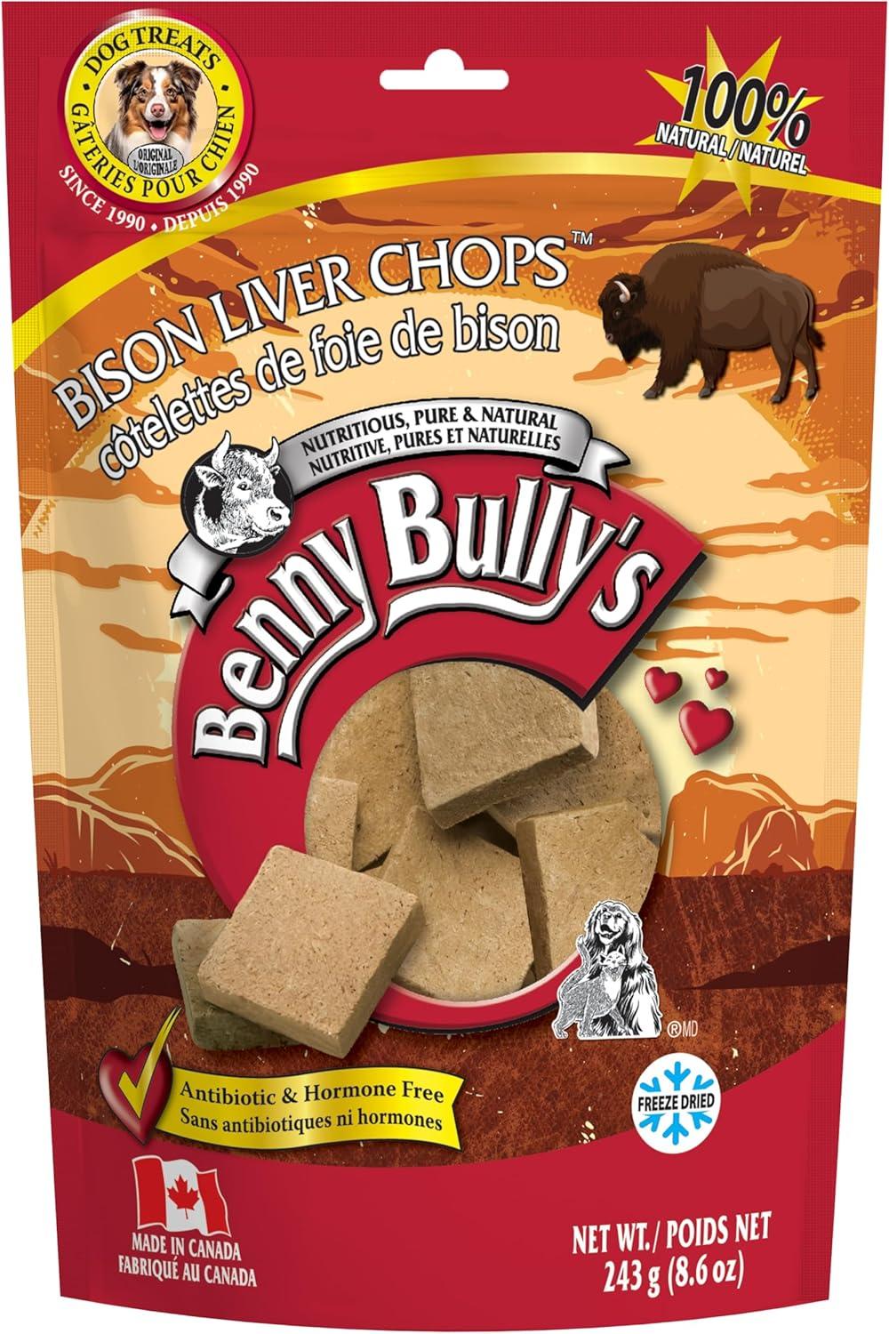 Benny Bully's Bison Liver Chops Freeze-Dried Dog Treats, 243-gram