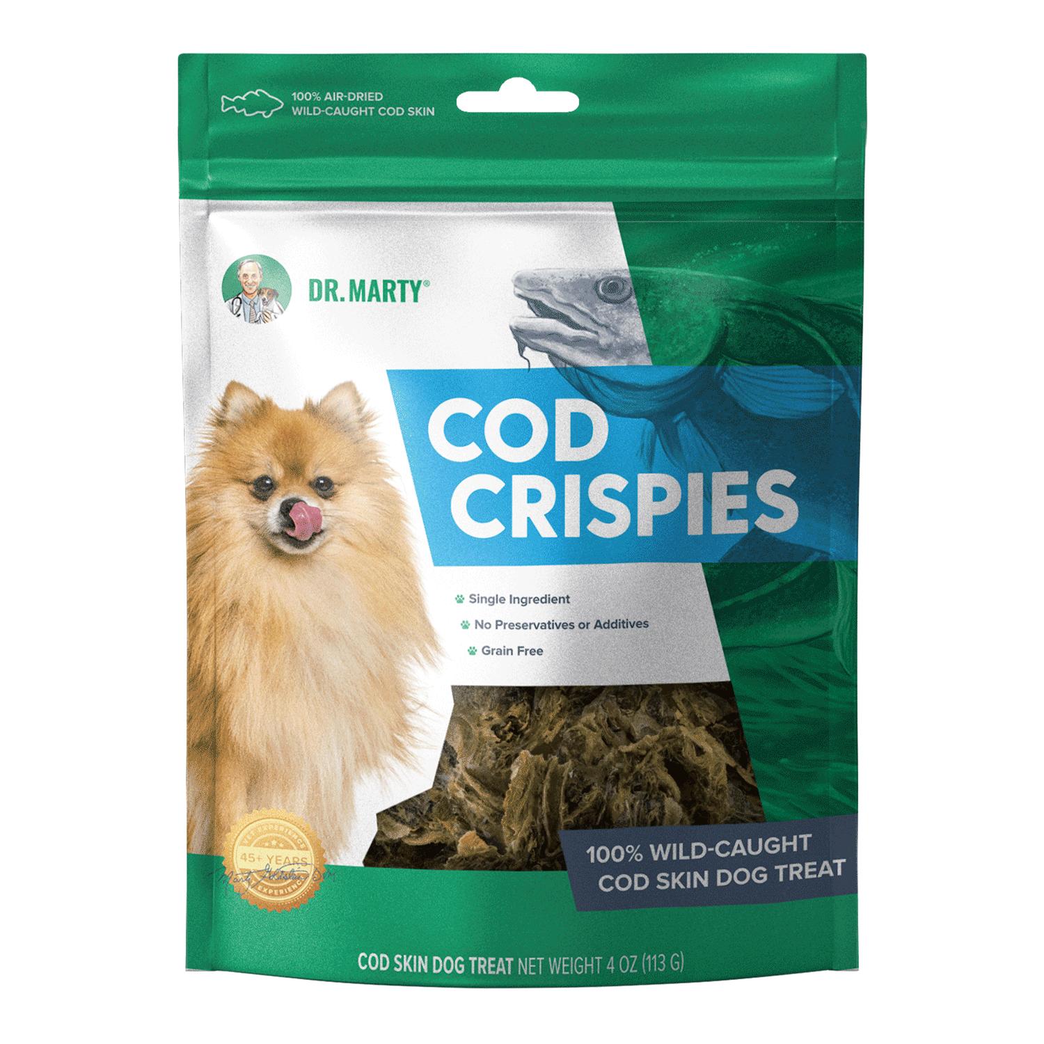 Dr. Marty Cod Crispies Wild-Caught Cod Skin Dog Treats (CA), 113-gram