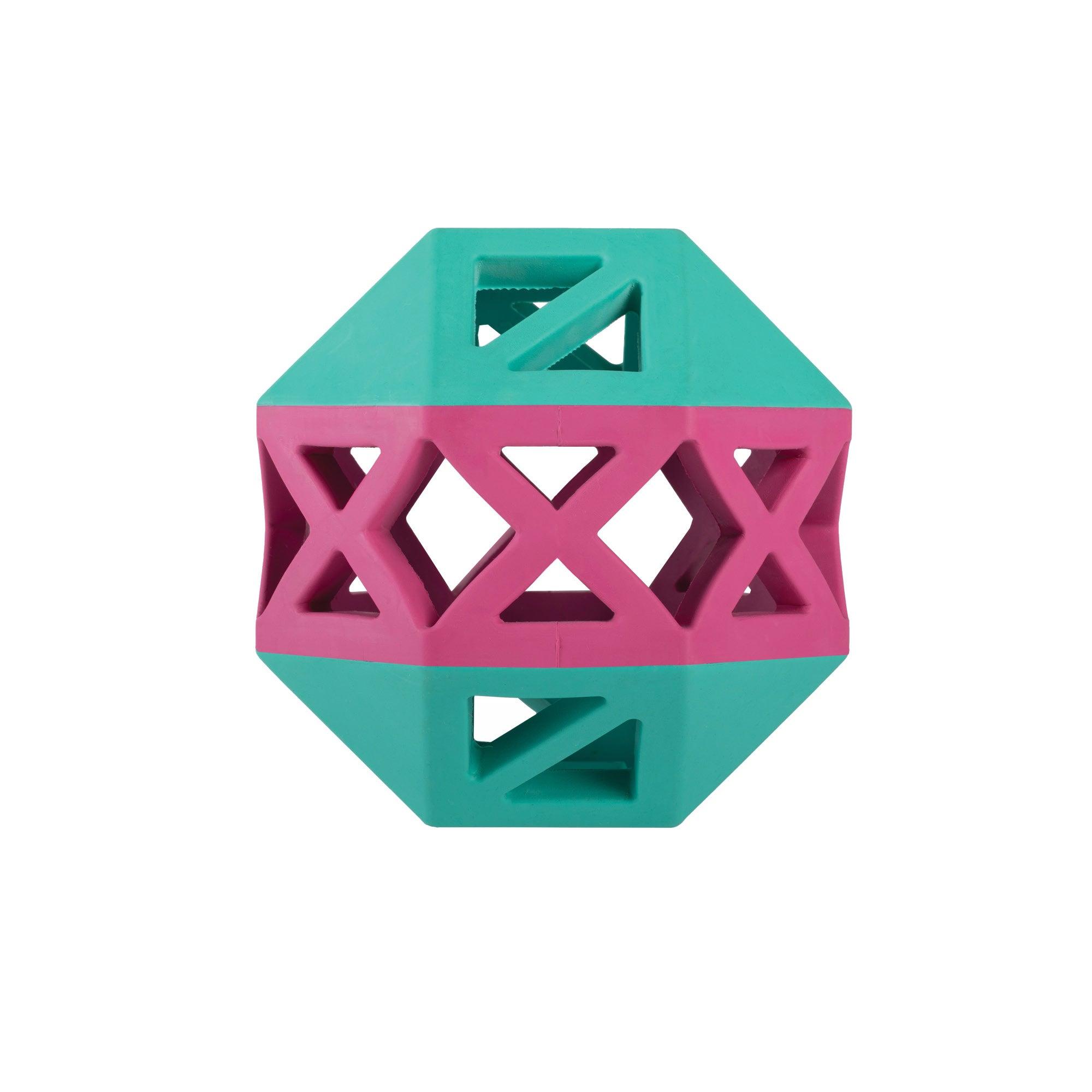 Petshop by Fringe Studio This How I Roll Rubber Dog Toy, Turquoise/Pink