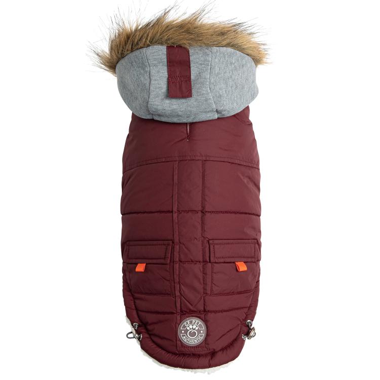 GF Pet Elasto-Fit Winter Sailor Parka Dog Coat, Burgundy, X-Small