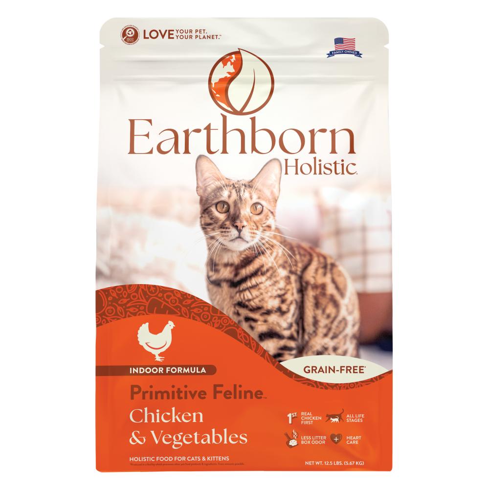 Earthborn Holistic Primitive Feline Chicken & Vegetables Indoor Dry Cat Food, 4-lb