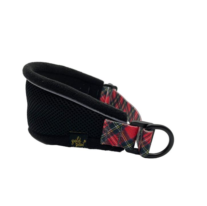 Goldpaw Featherweight Hound Dog Collar, Black/Red Plaid
