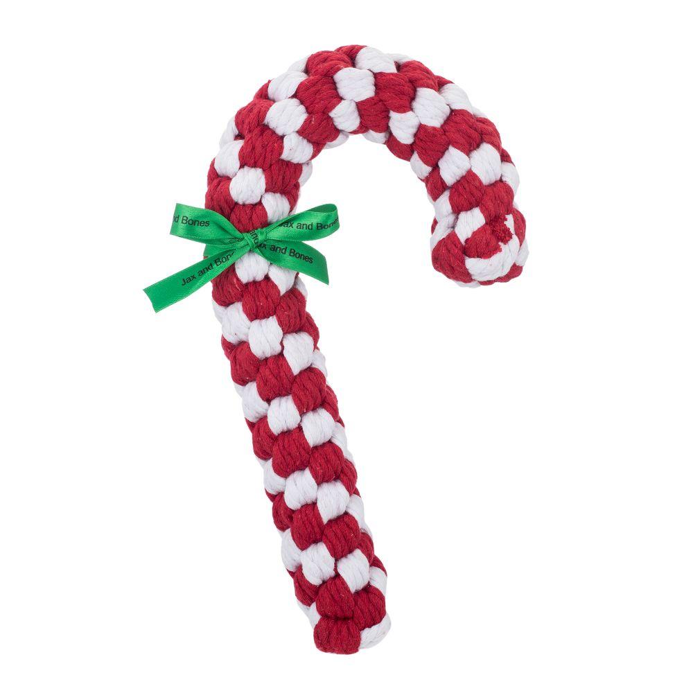 Jax & Bones Candy Cane Dog Toy, 12-in