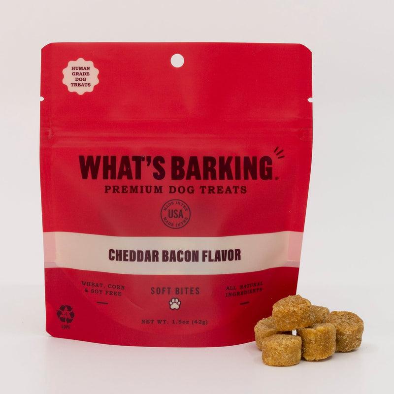 What's Barking Cheddar Bacon Soft Bites Dog Treats, 1.5-oz