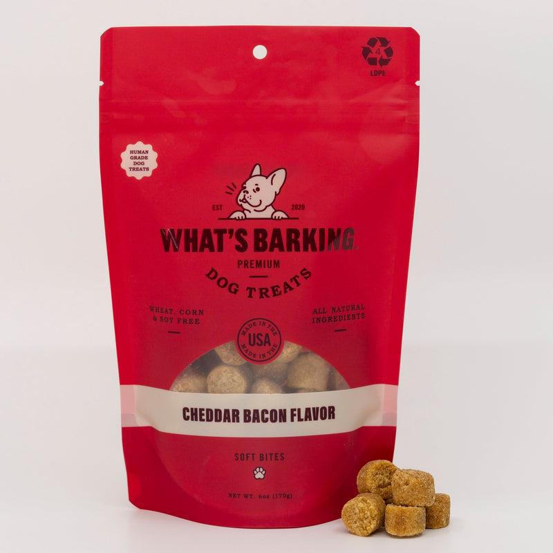 What's Barking Cheddar Bacon Soft Bites Dog Treats, 6-oz