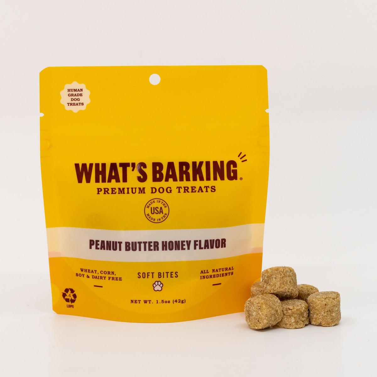 What's Barking Peanut Butter Honey Soft Bites Dog Treats, 1.5-oz