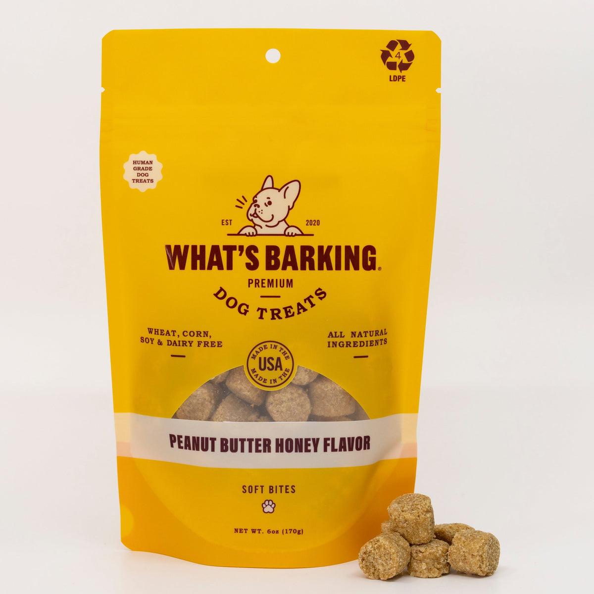 What's Barking Peanut Butter Honey Soft Bites Dog Treats, 6-oz