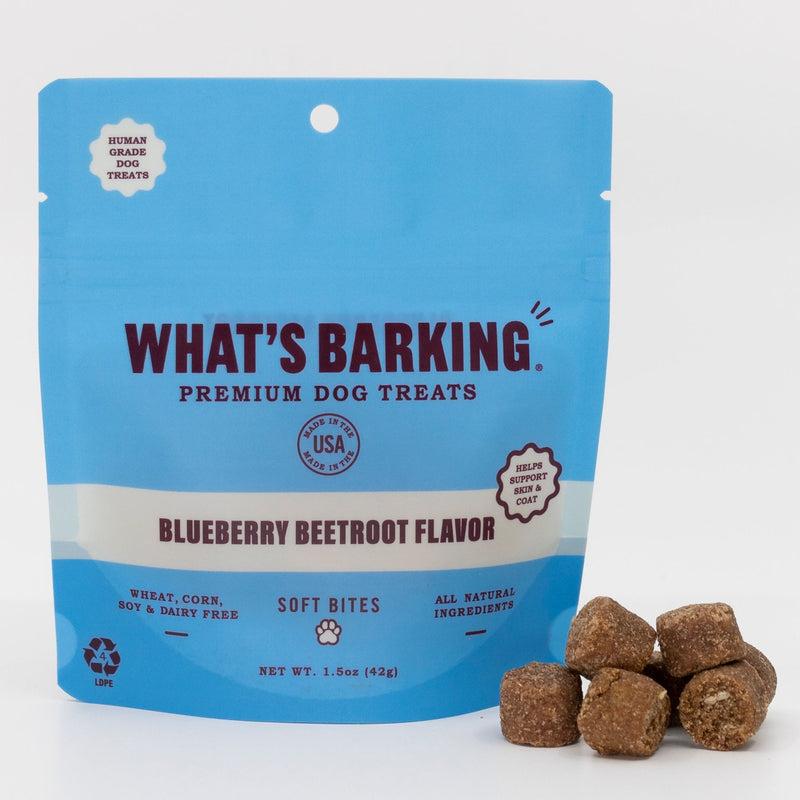 What's Barking Blueberry Beetroot Soft Bites Dog Treats, 1.5-oz