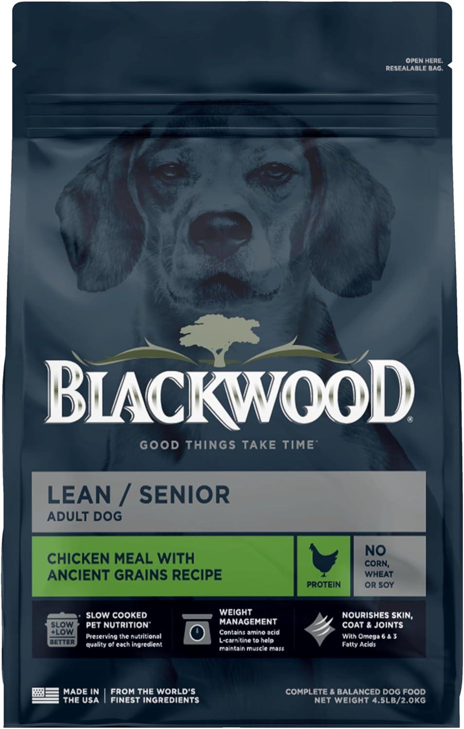 Blackwood Lean Senior Chicken Meal with Ancient Grains Dry Dog Food, 4.5-lb|2.04-kg