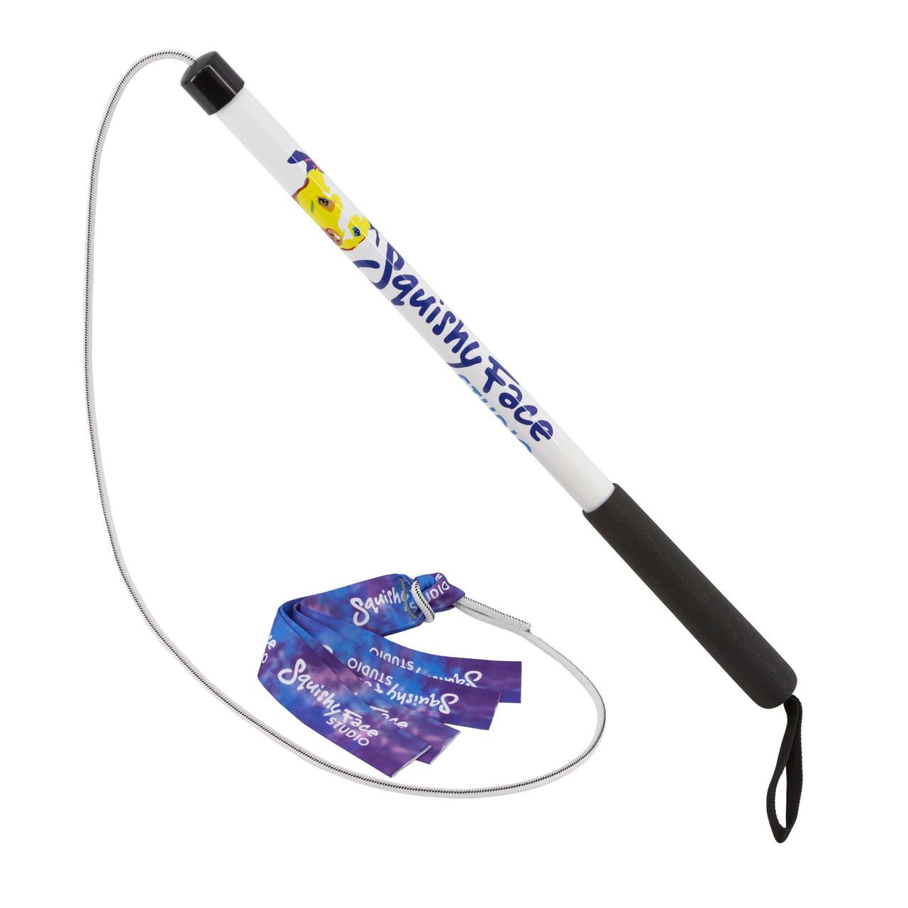 Squishy Face Studio Flirt Pole V2 Dog Toy, Purple/Blue Tie Dye
