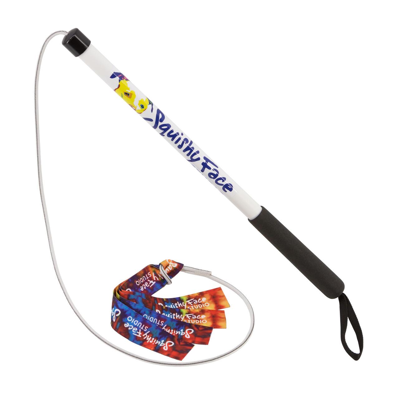 Squishy Face Studio Flirt Pole V2 Dog Toy, Rainbow Tie Dye, Junior