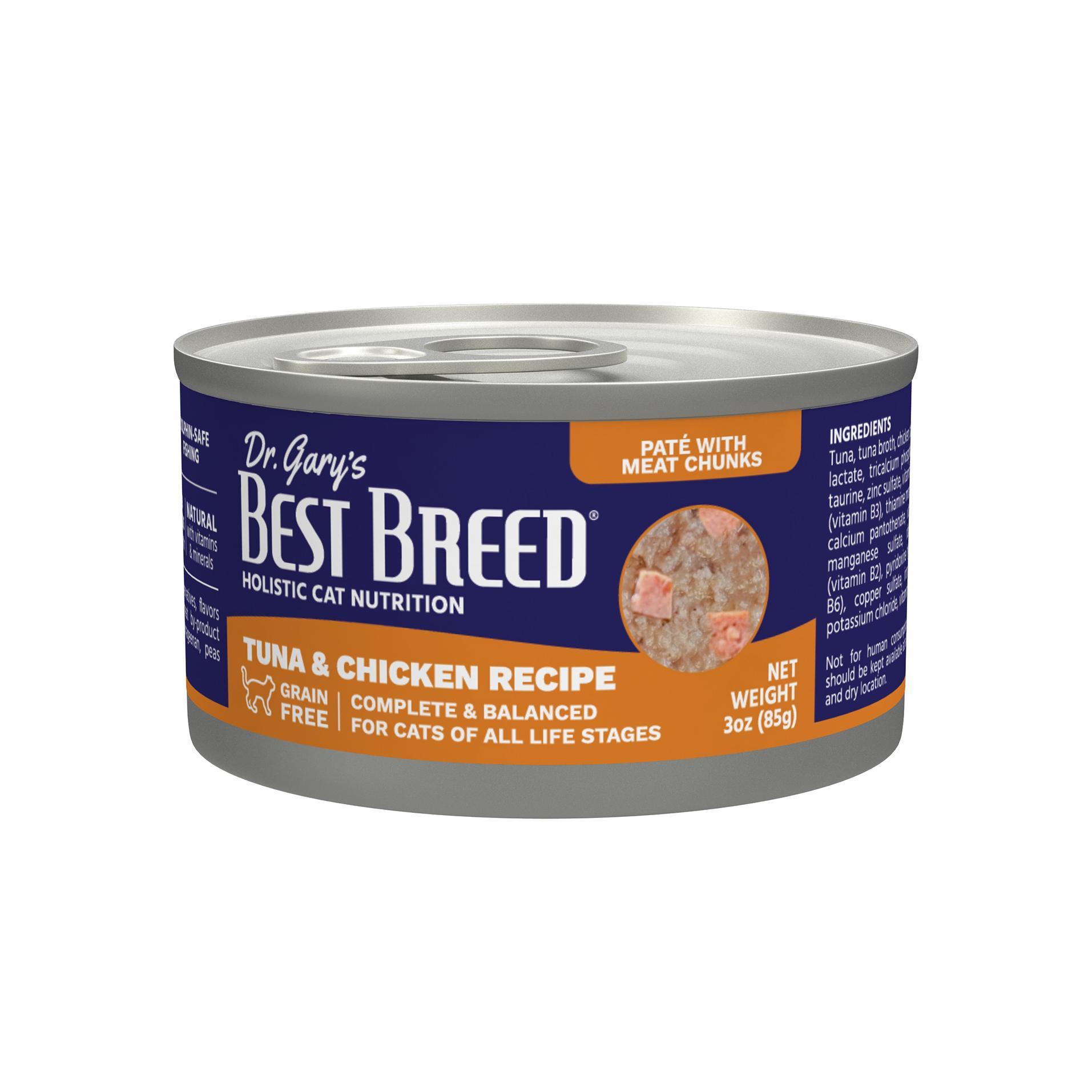 Dr. Gary's Best Breed Tuna & Chicken Recipe Wet Cat Food Can, 3-oz
