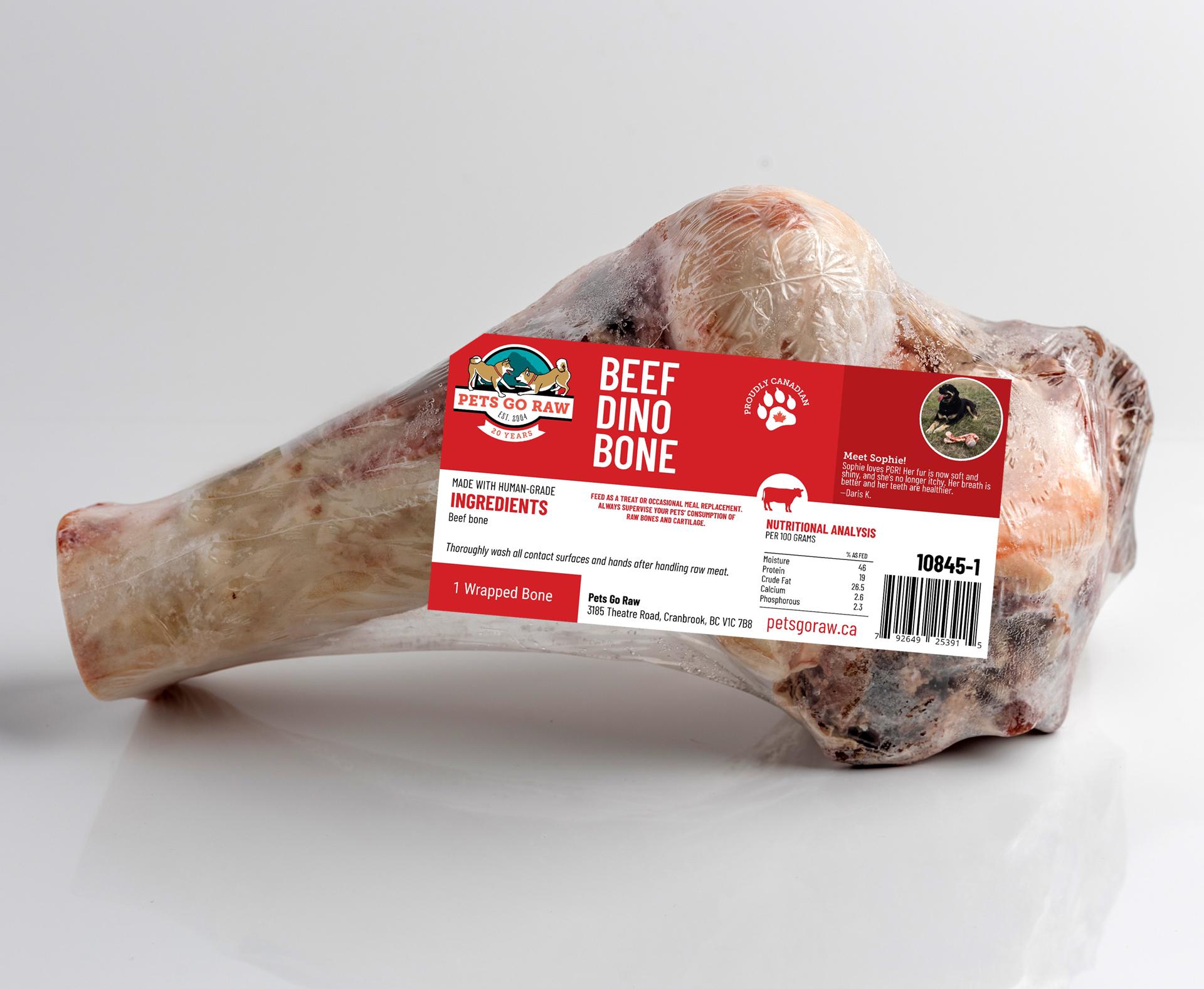 Pets Go Raw Beef Dino Bone Frozen Dog Treats