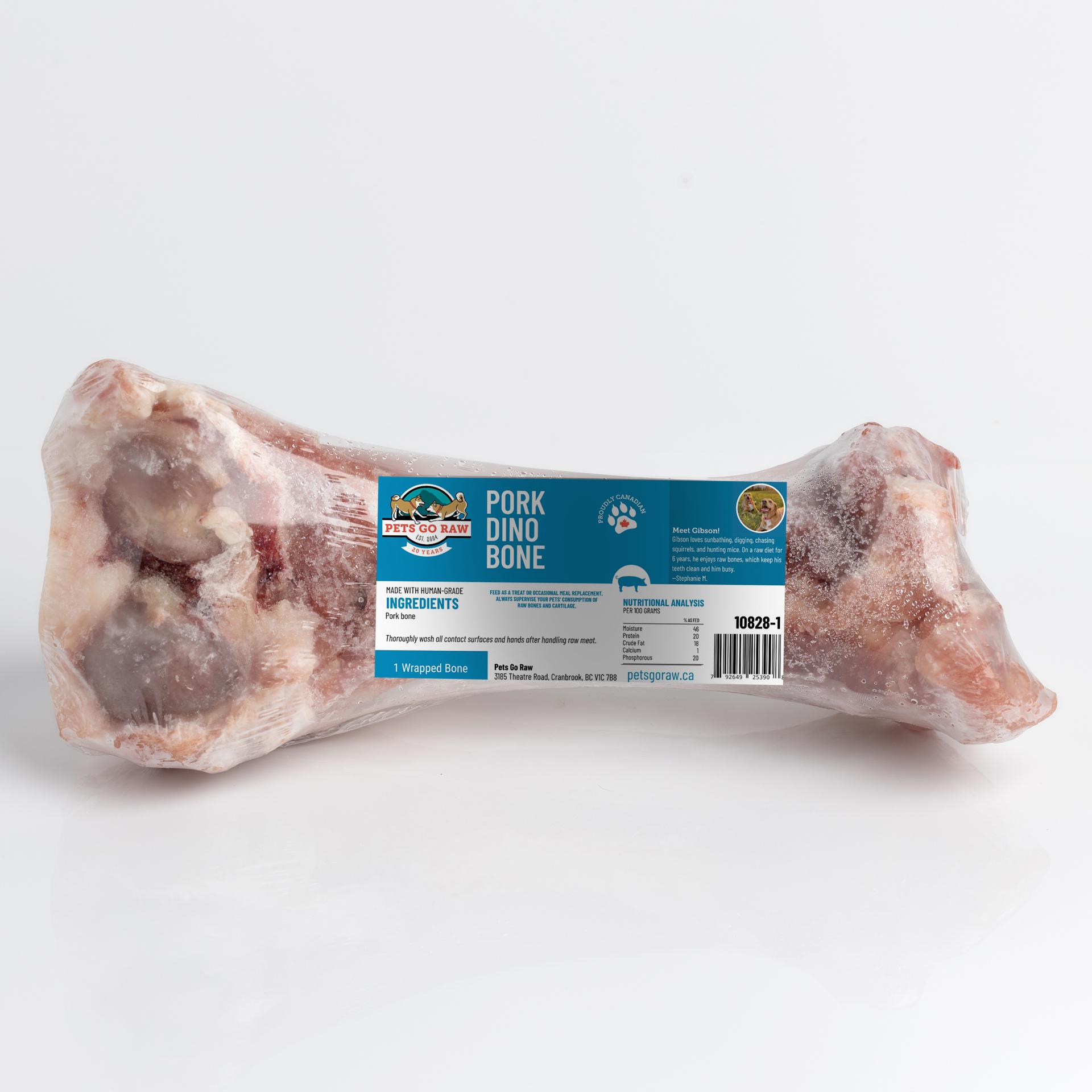 Pets Go Raw Pork Dino Bone Frozen Dog Treats