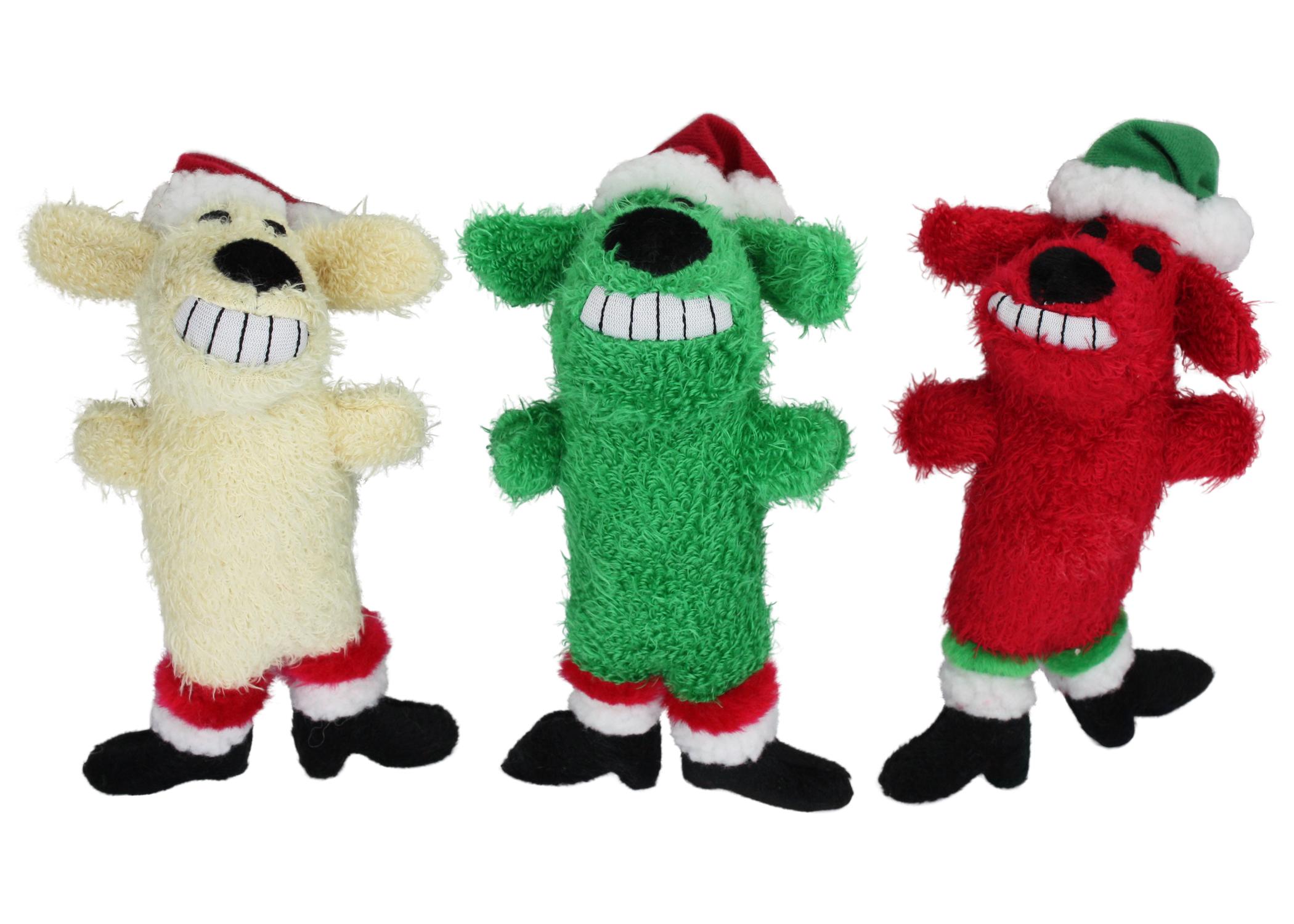 Multipet Holiday Loofa Santa Dog Toy, 6-in