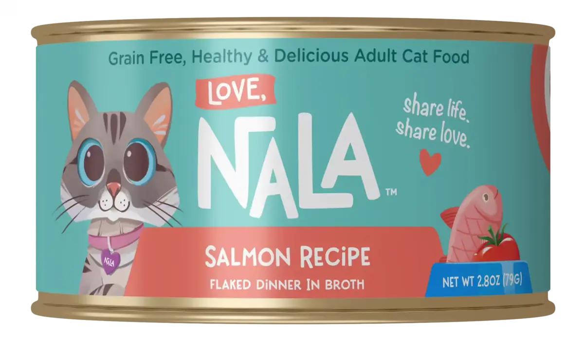 Love, Nala Salmon Flaked Dinner in Broth Adult Wet Cat Food Can