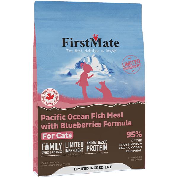FirstMate Pacific Ocean Fish Meal with Blueberries Limited Ingredient Diet Grain-Free Dry Cat Food, 1-lb